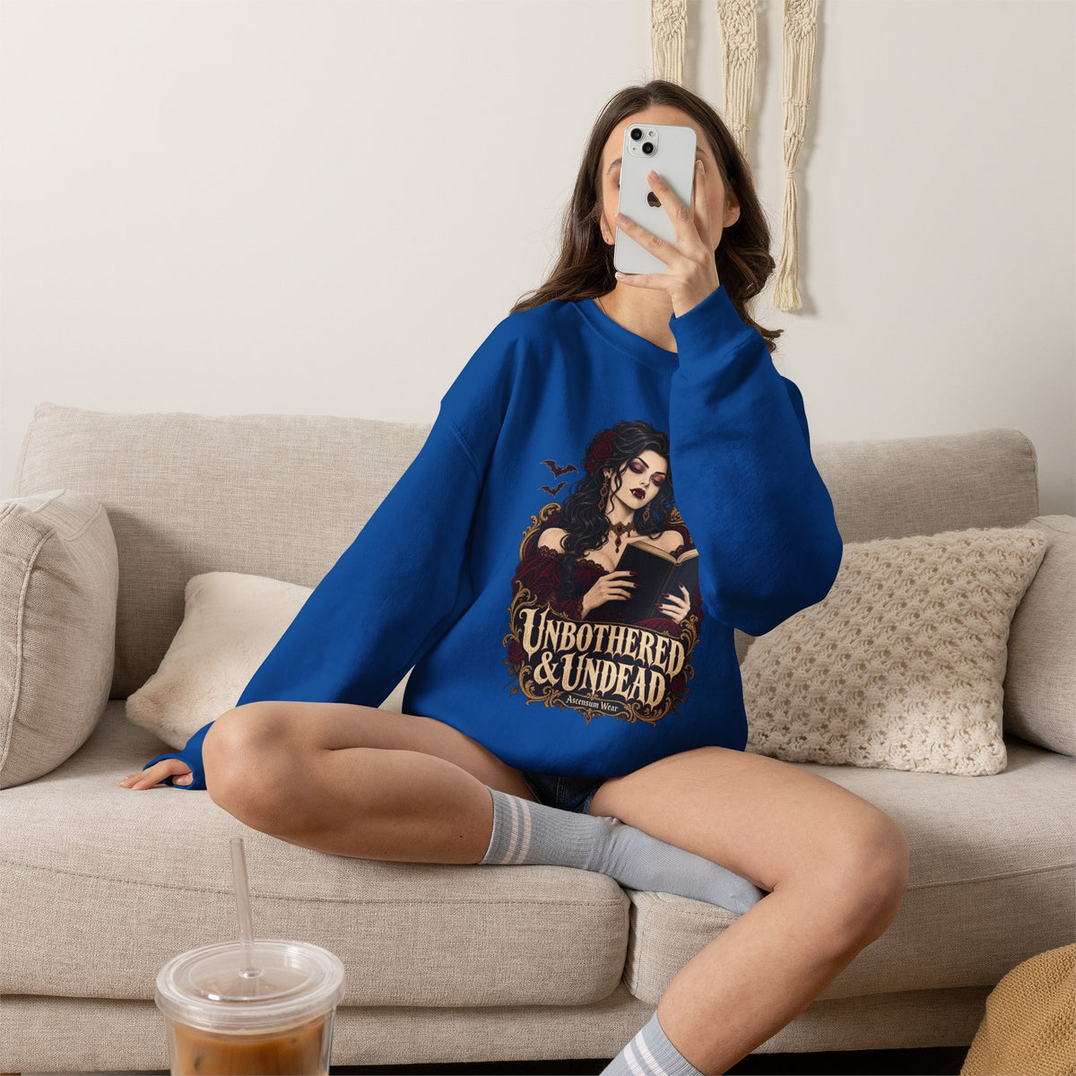 Unbothered & Undead — Women's Gothic Halloween Crewneck | Ascensum Wear
