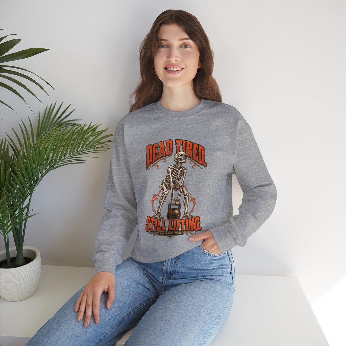 Dead Tired Still Lifting — Halloween Fitness Unisex Crewneck | Ascensum Wear