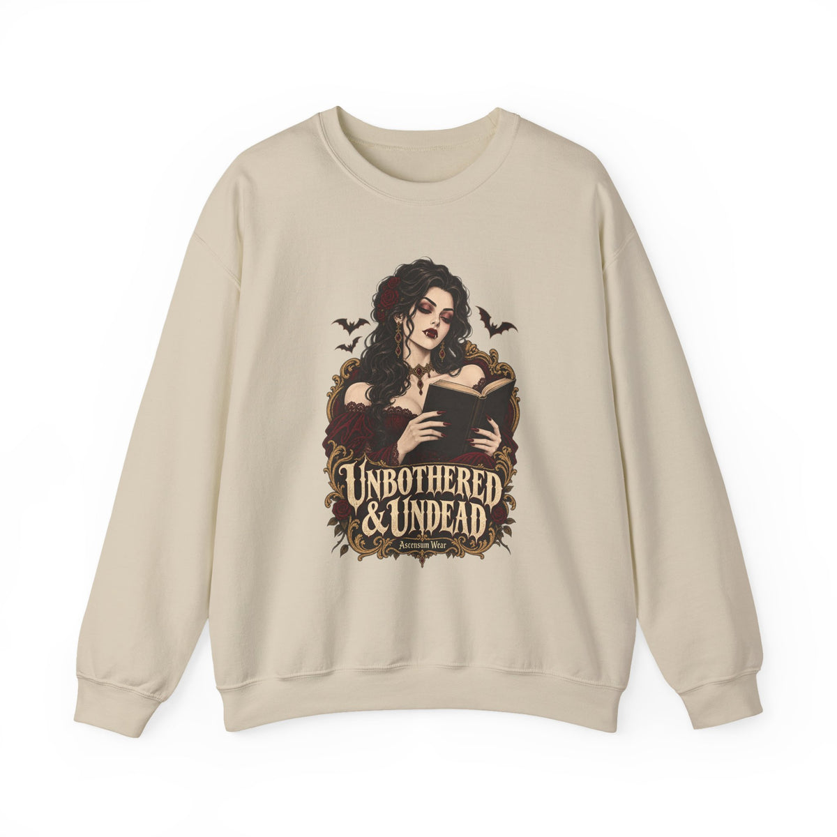 Unbothered & Undead — Women's Gothic Halloween Crewneck | Ascensum Wear