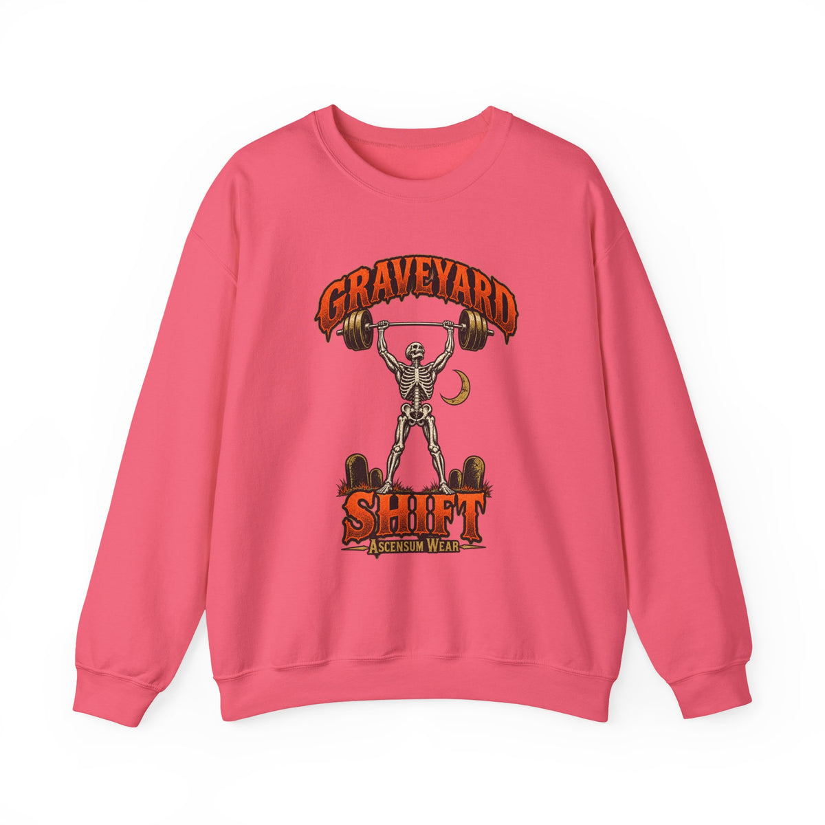 Graveyard Shift — Skeleton Weightlifter Front Print Crewneck | Ascensum Wear