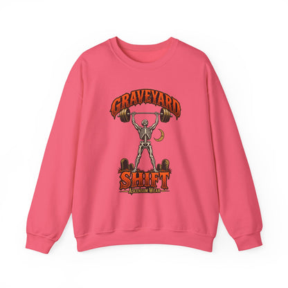 Graveyard Shift — Skeleton Weightlifter Front Print Crewneck | Ascensum Wear