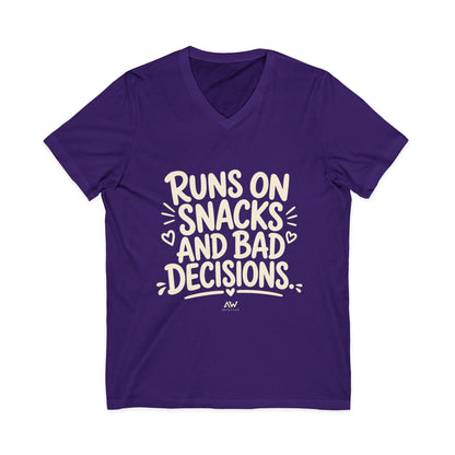 Runs On Snacks And Bad Decisions — Women's Empowerment V-Neck Tee