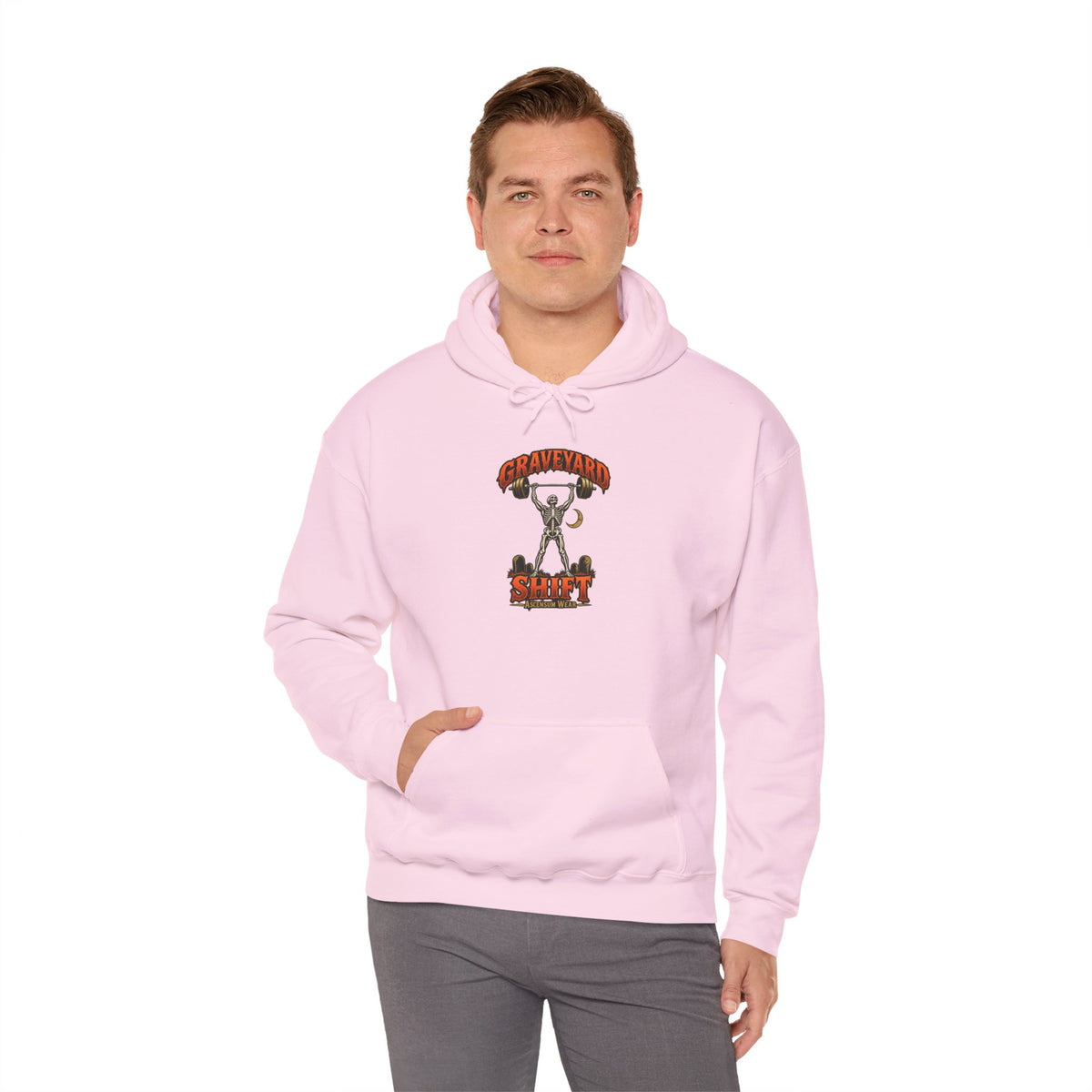Graveyard Shift — Skeleton Weightlifter Front Print Hoodie | Ascensum Wear