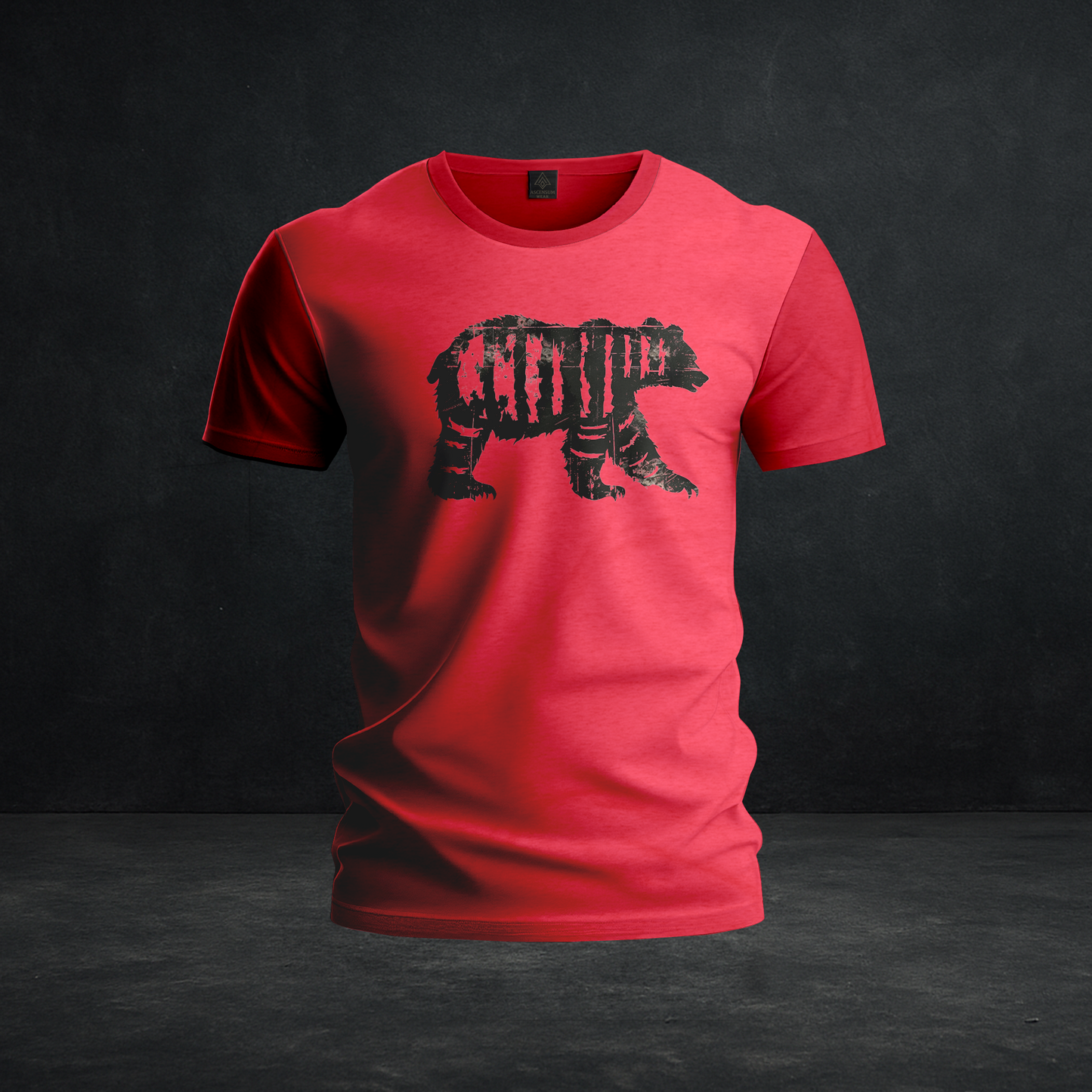 Battle Scars Bear Tee — Tri-Blend Distressed Bear Graphic Outdoor Shirt