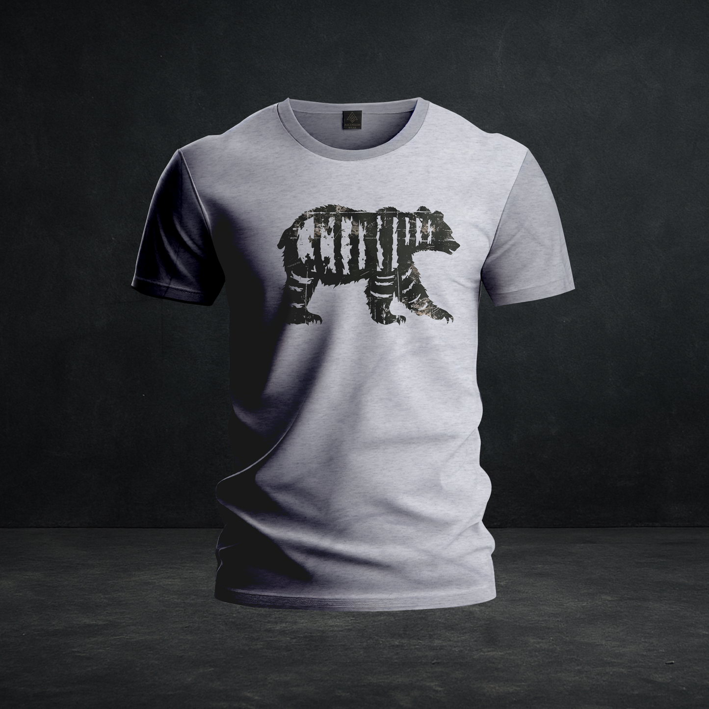 Battle Scars Bear Tee — Tri-Blend Distressed Bear Graphic Outdoor Shirt