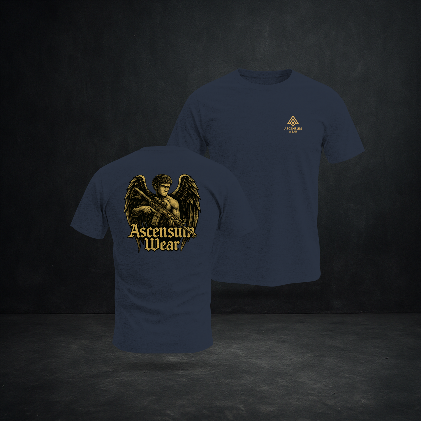 Ascensum Wear Guardian Angel Tee — Warrior Angel with Rifle Graphic Shirt