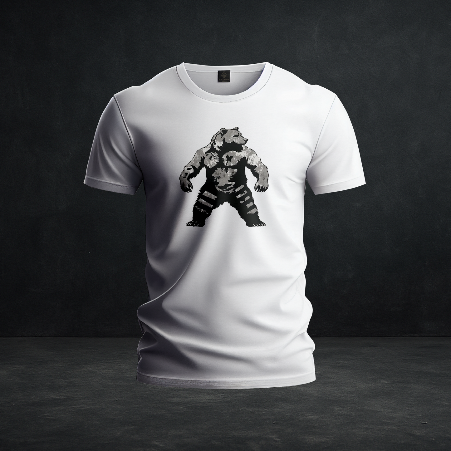 Ascensum Wear – Tri-Blend Battle-Scarred Bear Warrior Tee | Rugged Distressed Graphic Shirt