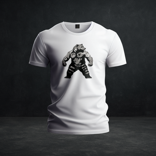Ascensum Wear – Tri-Blend Battle-Scarred Bear Warrior Tee | Rugged Distressed Graphic Shirt
