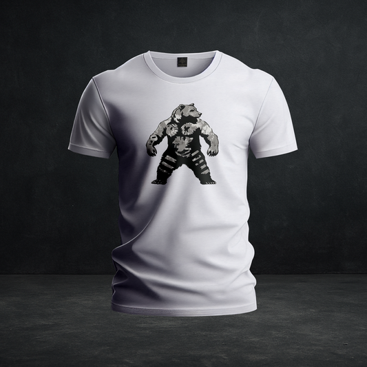 Ascensum Wear – Tri-Blend Battle-Scarred Bear Warrior Tee | Rugged Distressed Graphic Shirt