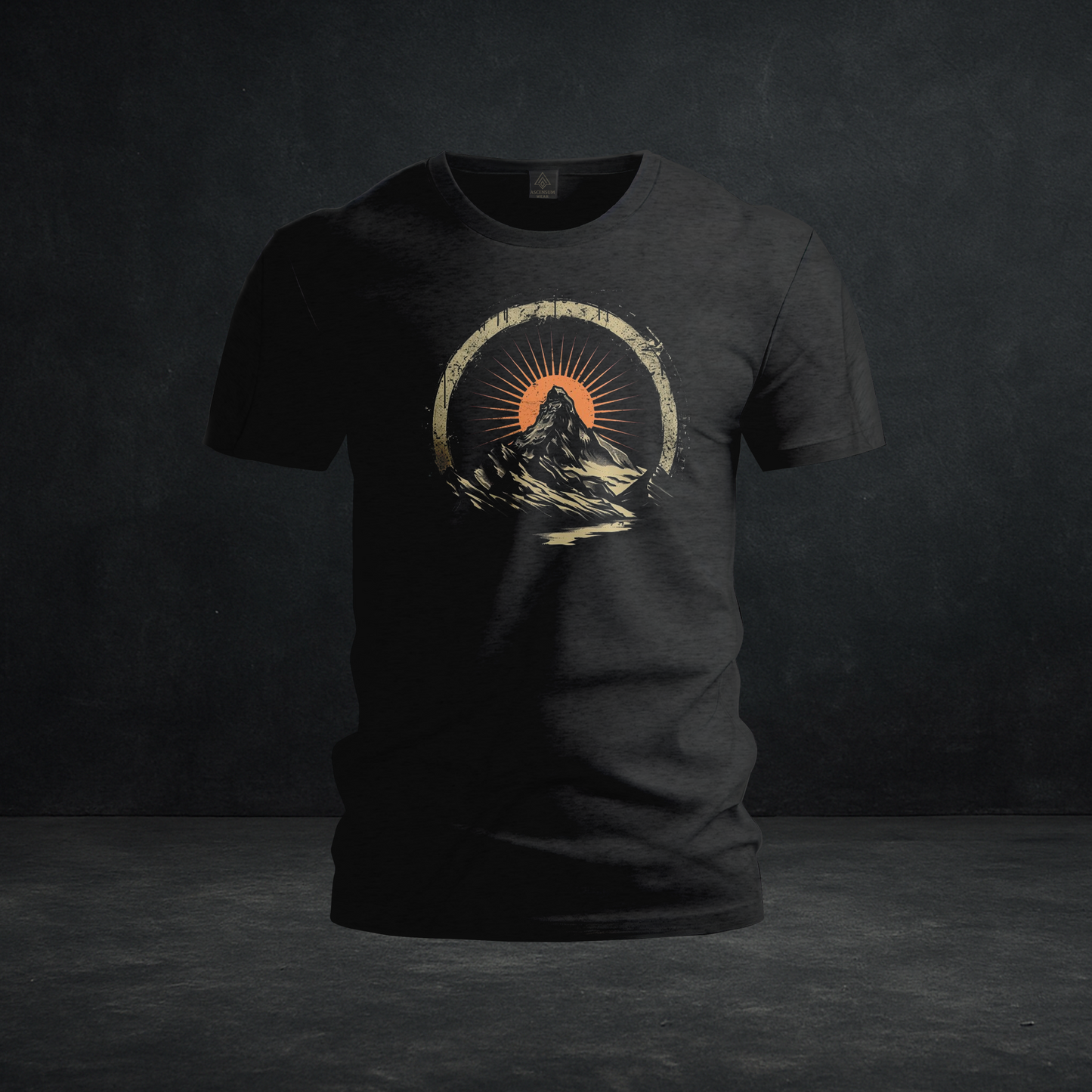 Sunrise Summit Tee — Tri-Blend Vintage Mountain & Sunburst Graphic Shirt