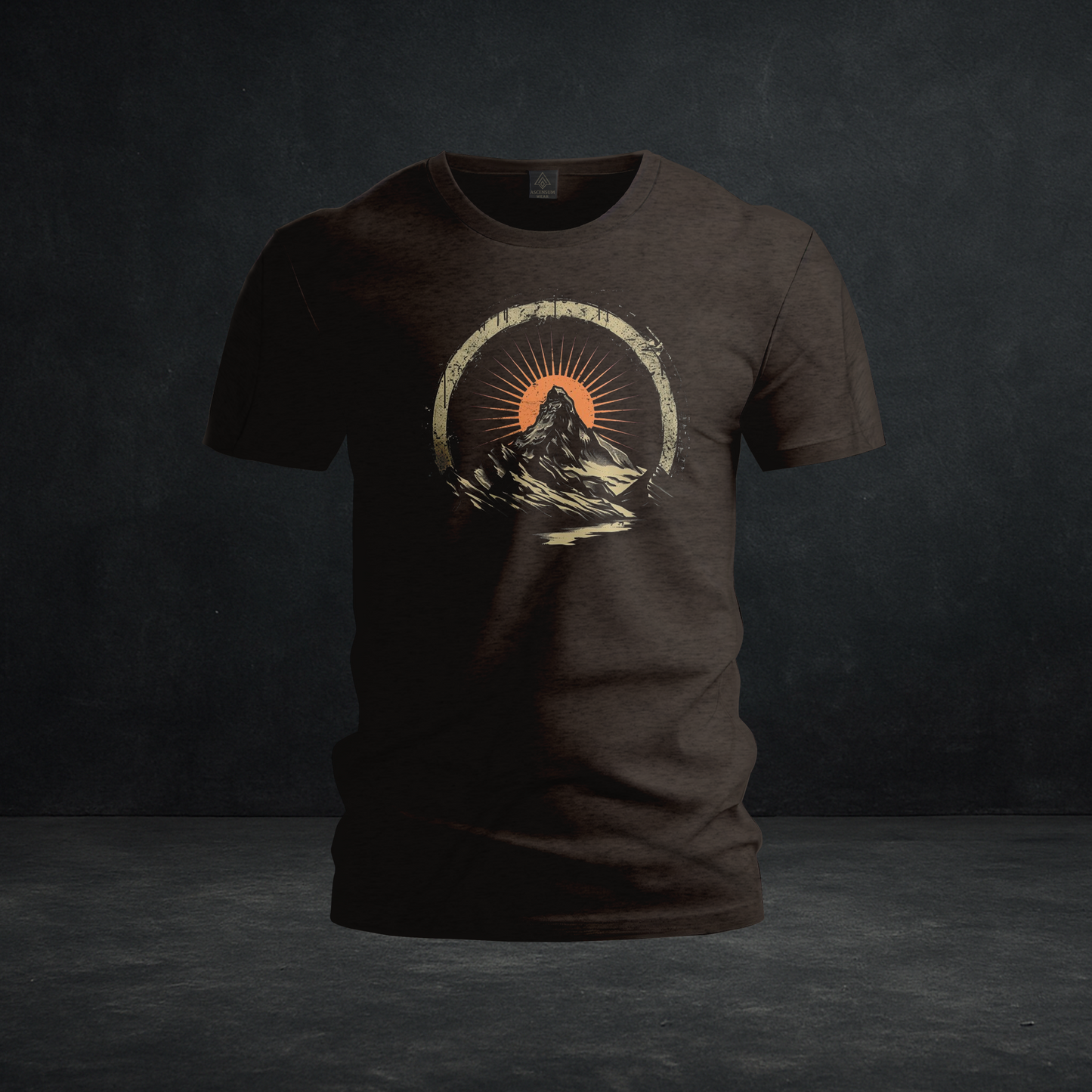 Sunrise Summit Tee — Tri-Blend Vintage Mountain & Sunburst Graphic Shirt