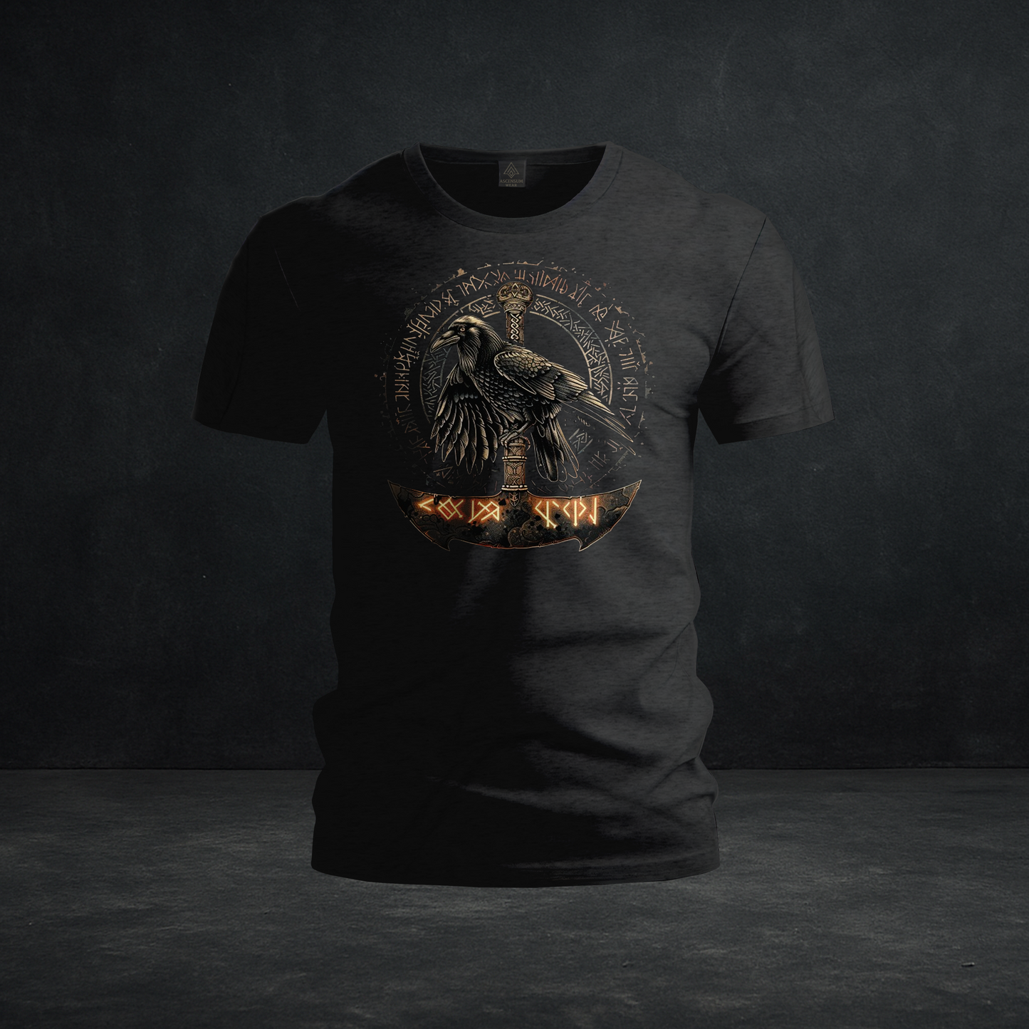 Odin’s Raven & Rune Axe Tee — Tri-Blend Norse Mythology Warrior Shirt