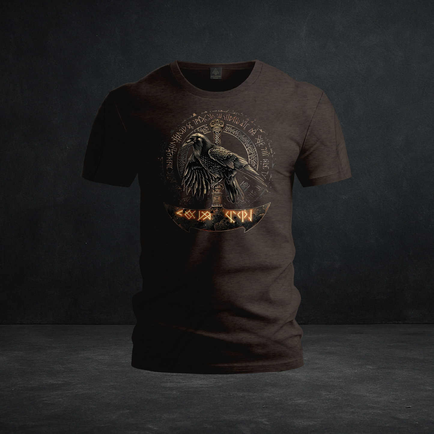 Odin’s Raven & Rune Axe Tee — Tri-Blend Norse Mythology Warrior Shirt