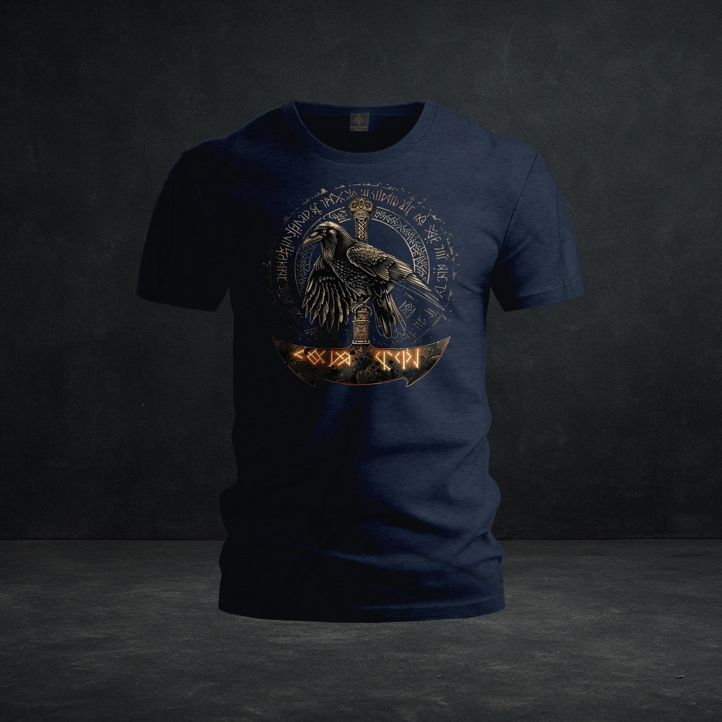 Odin’s Raven & Rune Axe Tee — Tri-Blend Norse Mythology Warrior Shirt