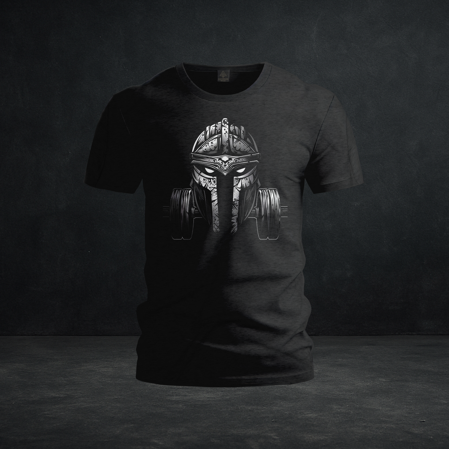 Spartan Iron Warrior Tee — Tri-Blend Helmet & Barbell Strength Training Shirt