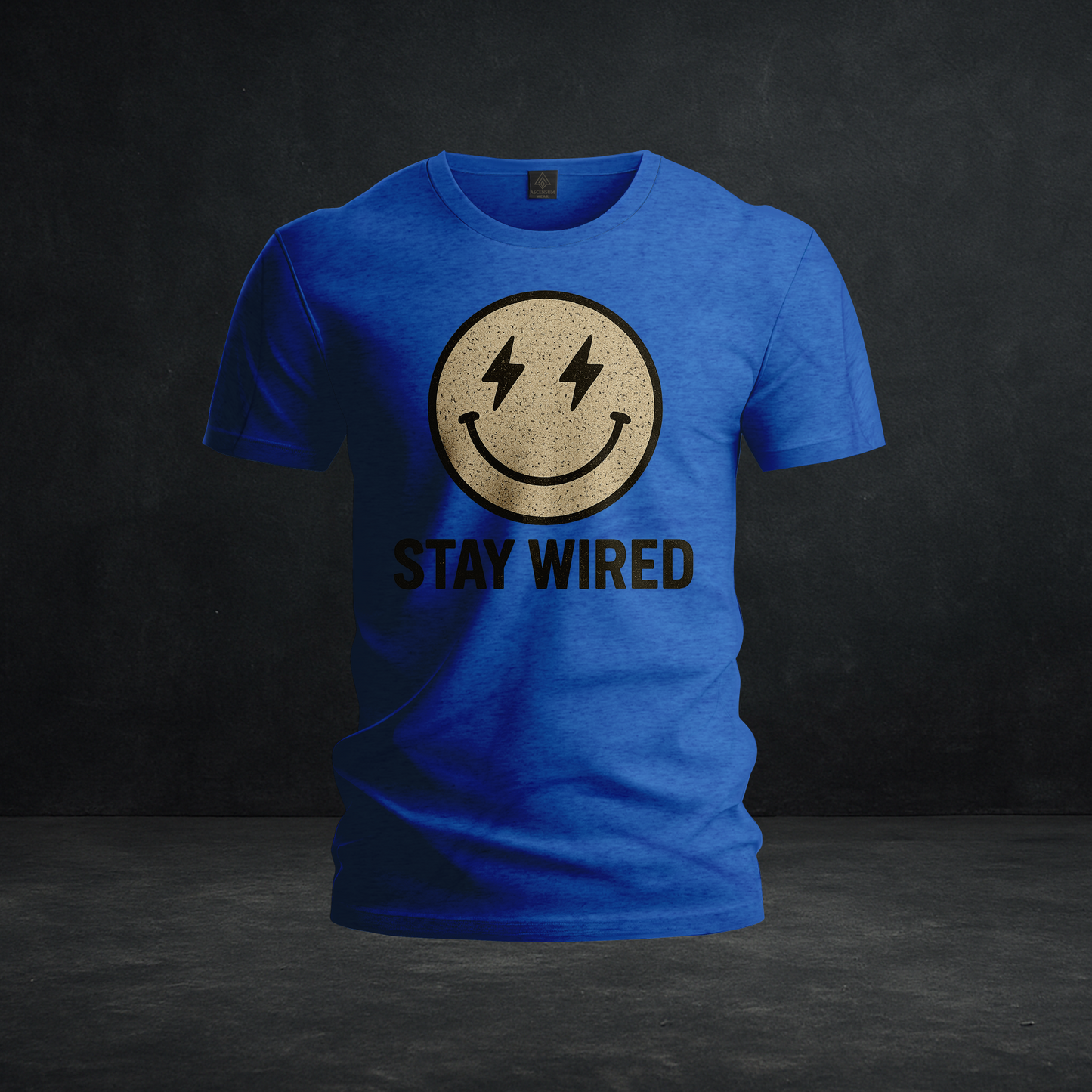 Stay Wired – Tri-Blend Electric Smiley Retro Distressed Tee