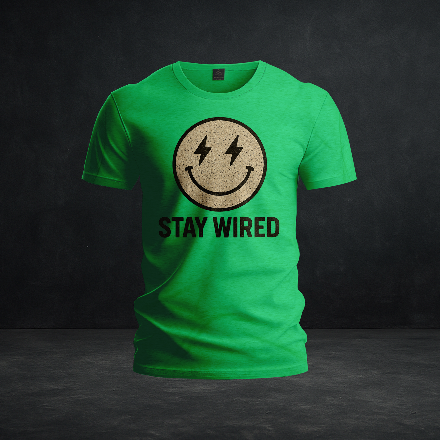 Stay Wired – Tri-Blend Electric Smiley Retro Distressed Tee