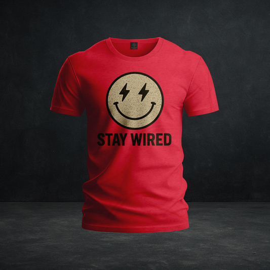 Stay Wired – Tri-Blend Electric Smiley Retro Distressed Tee