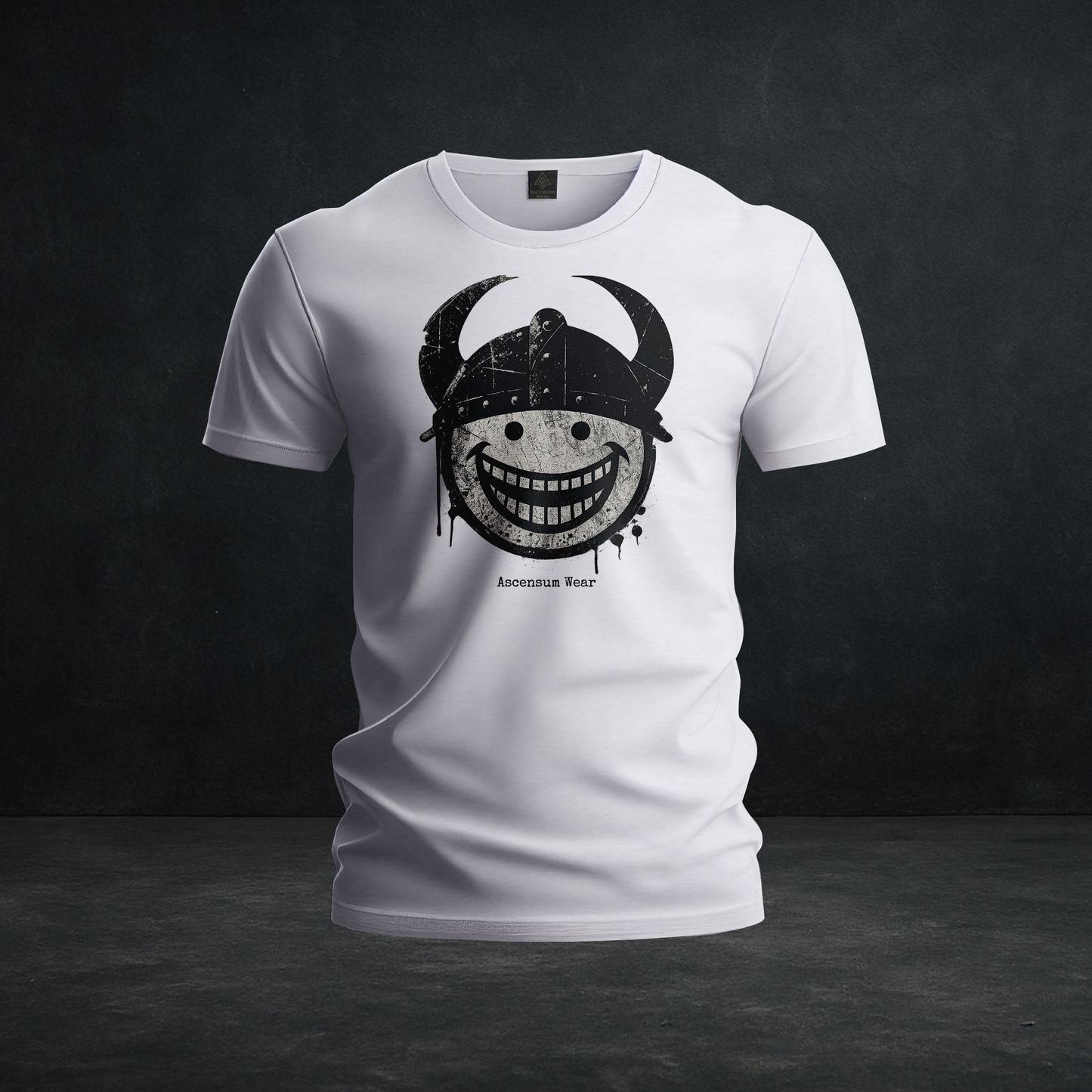 Viking Smiley Graphic Tee —  Tri-Blend Grunge Norse Helmet Shirt