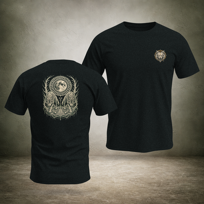 Wolf Pair Under Moon — Norse Unisex T-Shirt | Ascensum Wear