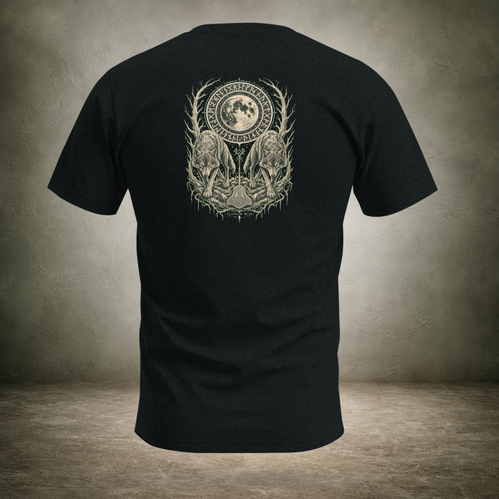 Wolf Pair Under Moon — Norse Unisex T-Shirt | Ascensum Wear