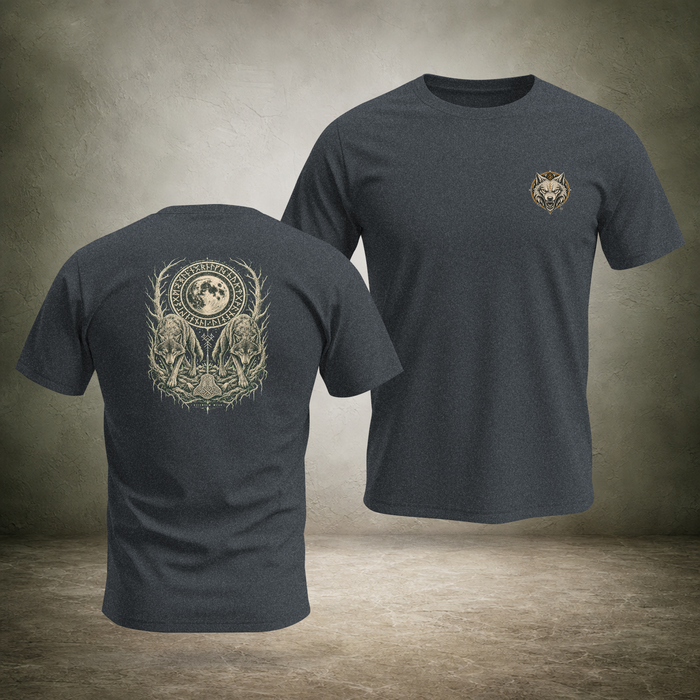 Wolf Pair Under Moon — Norse Unisex T-Shirt | Ascensum Wear