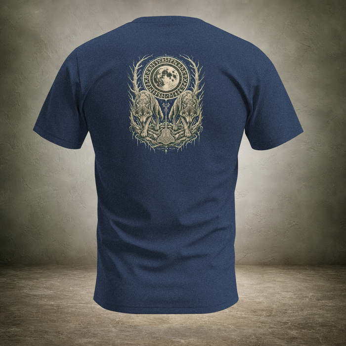 Wolf Pair Under Moon — Norse Unisex T-Shirt | Ascensum Wear