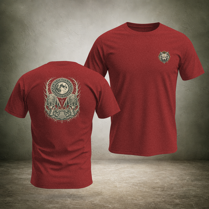 Wolf Pair Under Moon — Norse Unisex T-Shirt | Ascensum Wear
