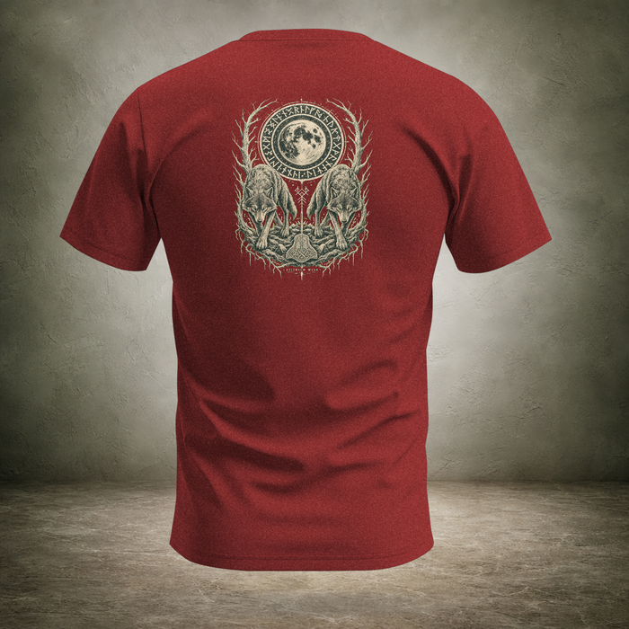 Wolf Pair Under Moon — Norse Unisex T-Shirt | Ascensum Wear