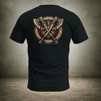 Crossed Axes Shield — Norse Back Print T-Shirt | Ascensum Wear