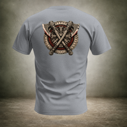 Crossed Axes Shield — Norse Back Print T-Shirt | Ascensum Wear