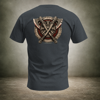 Crossed Axes Shield — Norse Back Print T-Shirt | Ascensum Wear