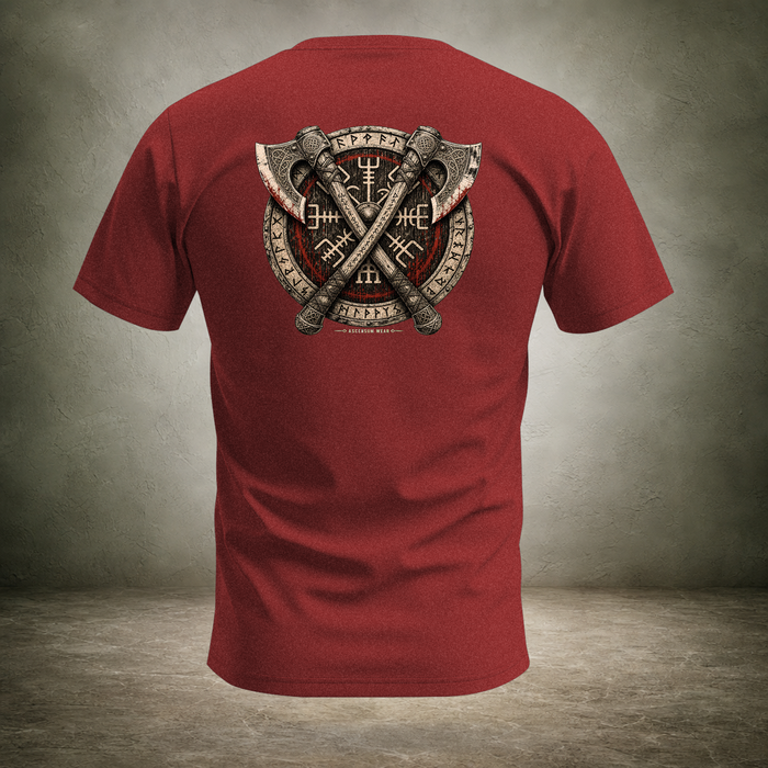 Crossed Axes Shield — Norse Back Print T-Shirt | Ascensum Wear