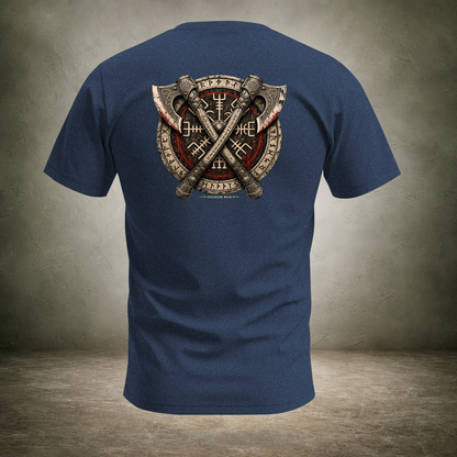 Crossed Axes Shield — Norse Back Print T-Shirt | Ascensum Wear