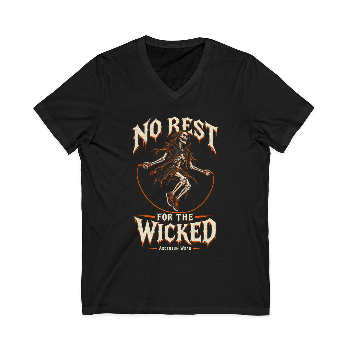 No Rest for the Wicked — Halloween Unisex V Neck | Ascensum Wear