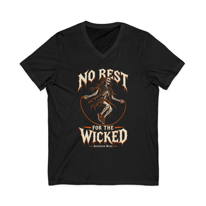 No Rest for the Wicked — Halloween Unisex V Neck | Ascensum Wear