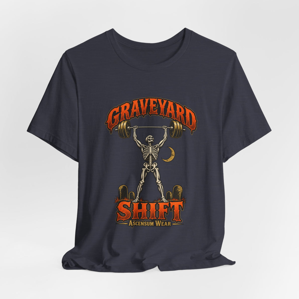 Graveyard Shift — Skeleton Weightlifter Front Print Tee | Ascensum Wear