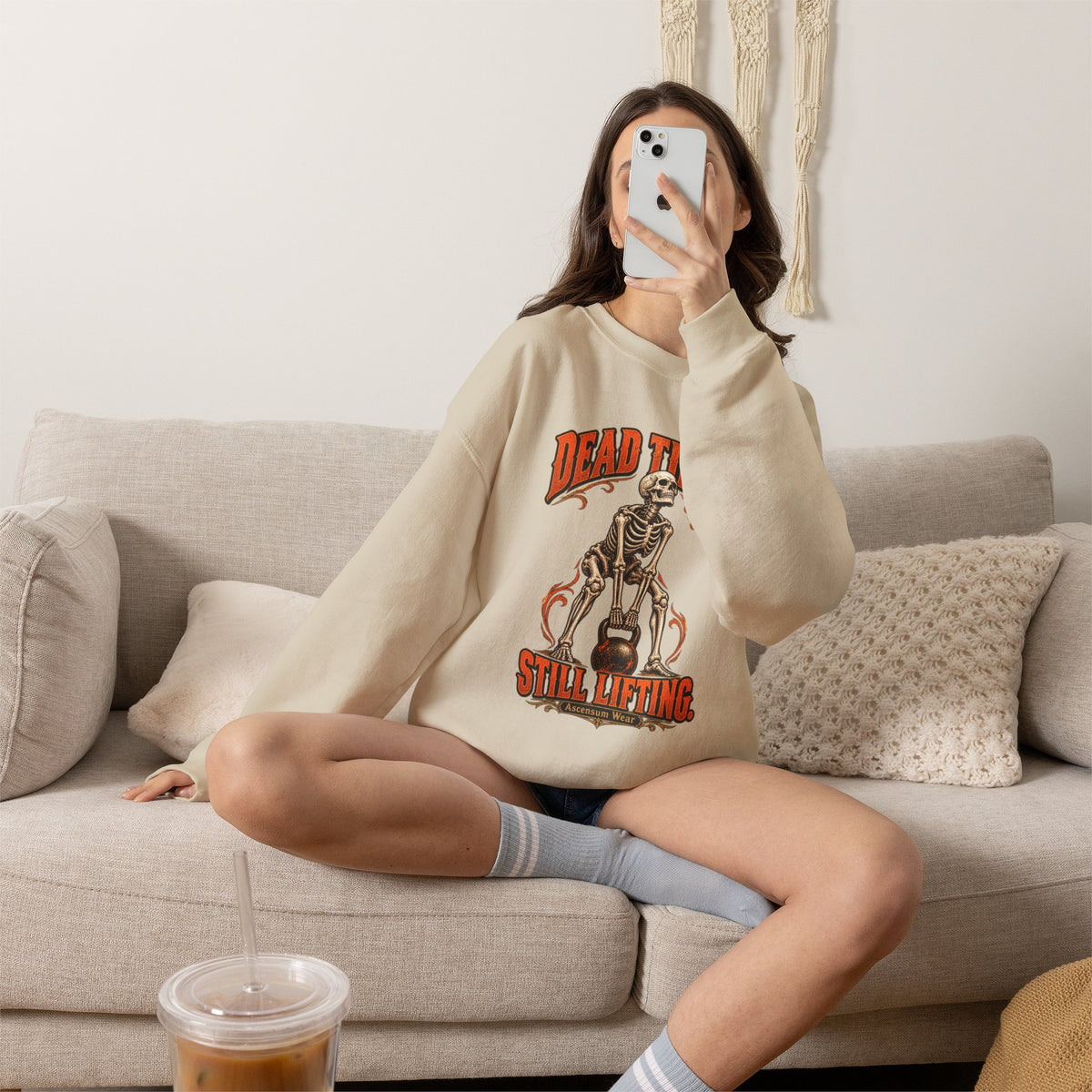 Dead Tired Still Lifting — Halloween Fitness Unisex Crewneck | Ascensum Wear