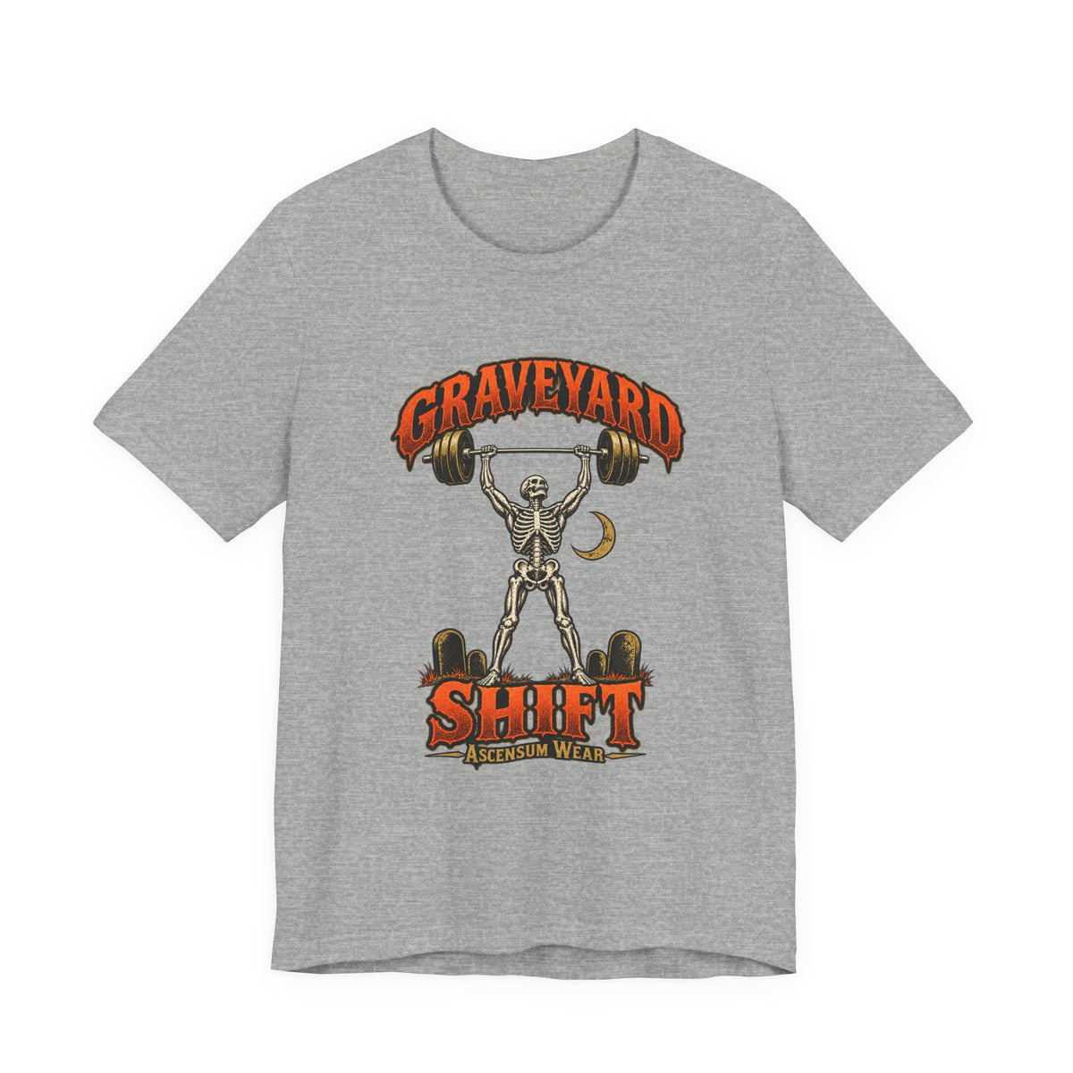 Graveyard Shift — Skeleton Weightlifter Front Print Tee | Ascensum Wear