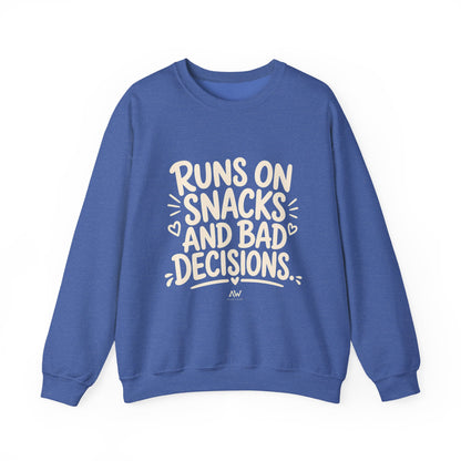 Runs On Snacks And Bad Decisions — Women's Empowerment Crewneck | Ascensum Wear