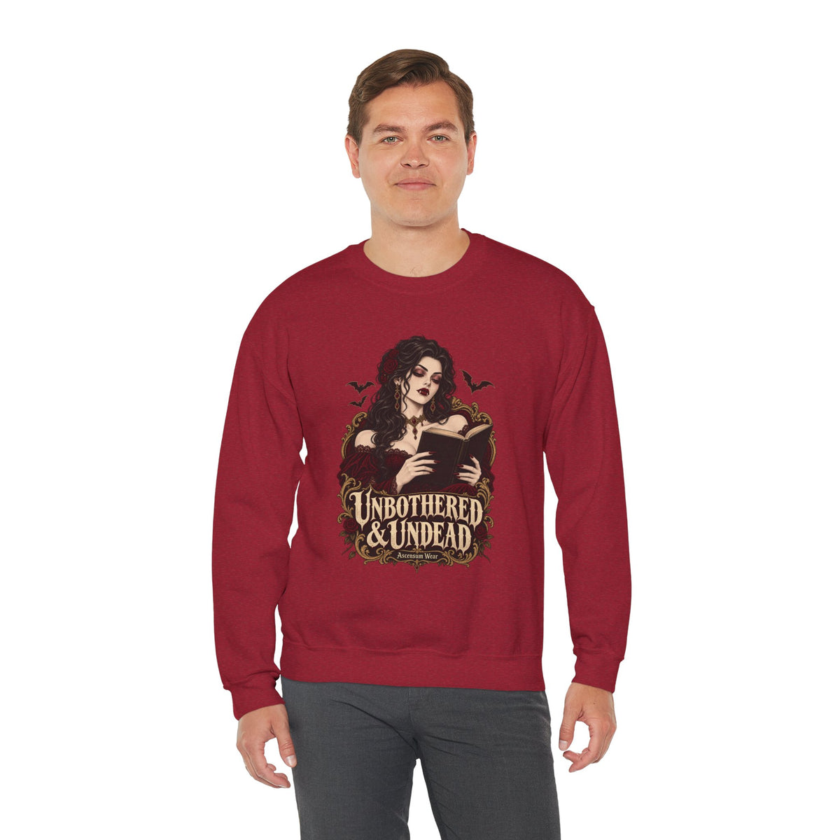 Unbothered & Undead — Women's Gothic Halloween Crewneck | Ascensum Wear