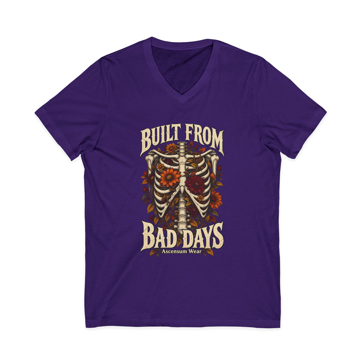 Bullet From Bad Days — Skeleton Flowers Halloween V Neck | Ascensum Wear