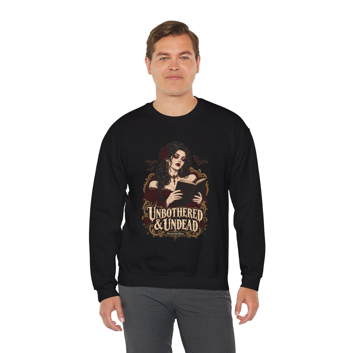Unbothered & Undead — Women's Gothic Halloween Crewneck | Ascensum Wear