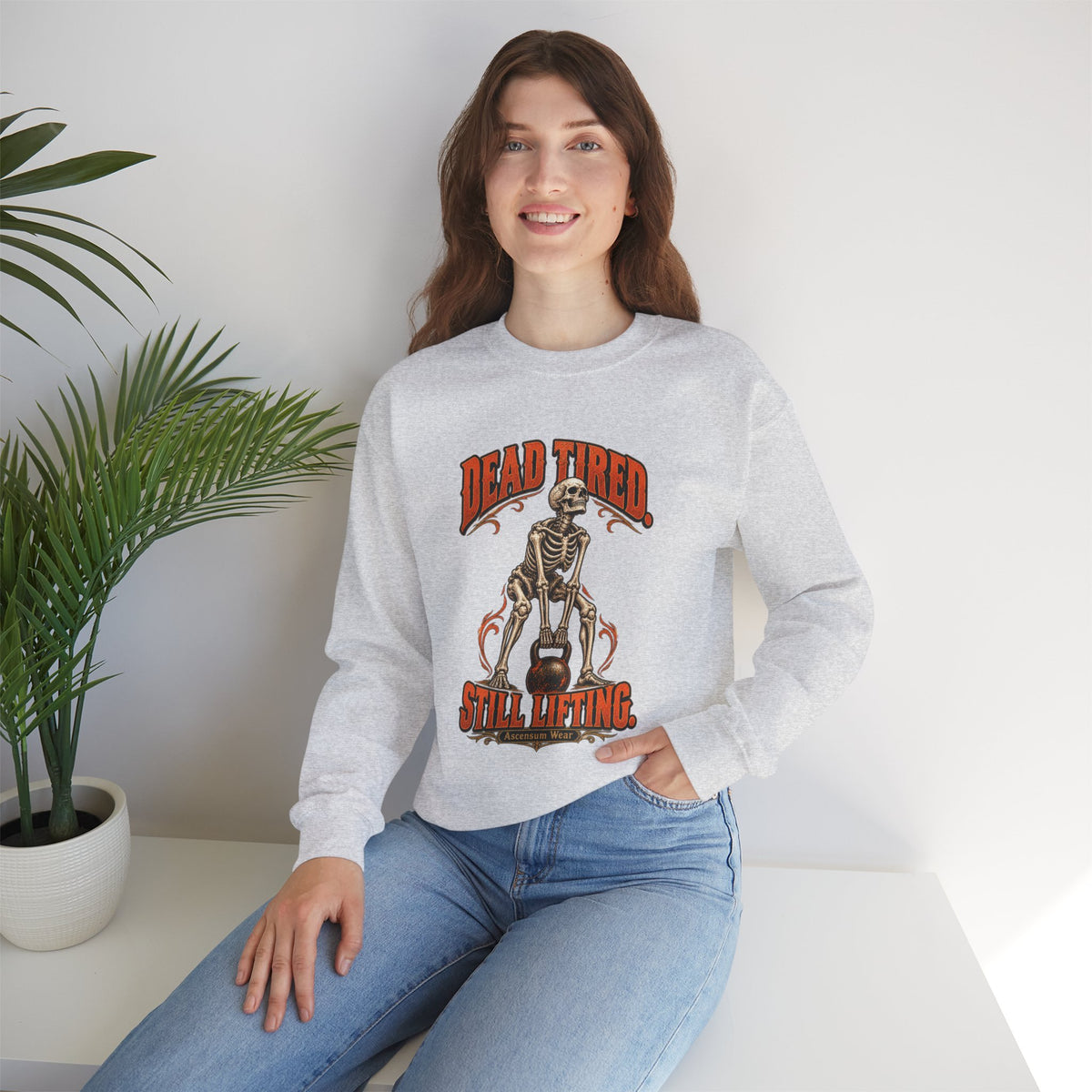 Dead Tired Still Lifting — Halloween Fitness Unisex Crewneck | Ascensum Wear