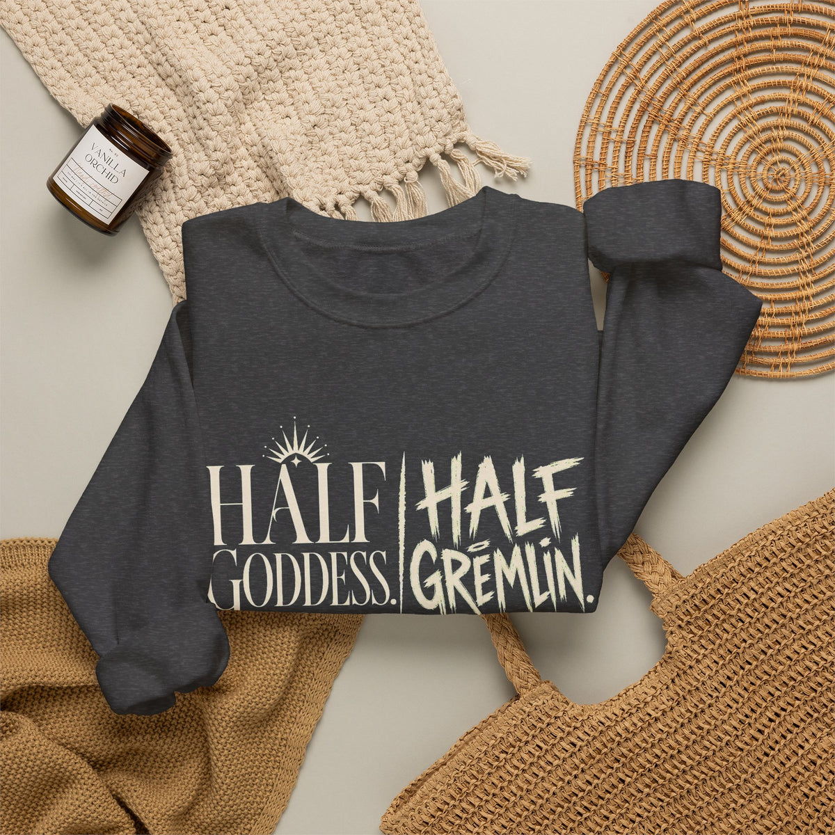 Half Goddess, Half Gremlin — Women's Empowerment Crewneck | Ascensum Wear