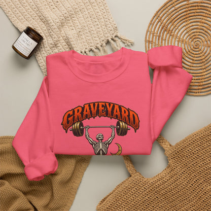 Graveyard Shift — Skeleton Weightlifter Front Print Crewneck | Ascensum Wear