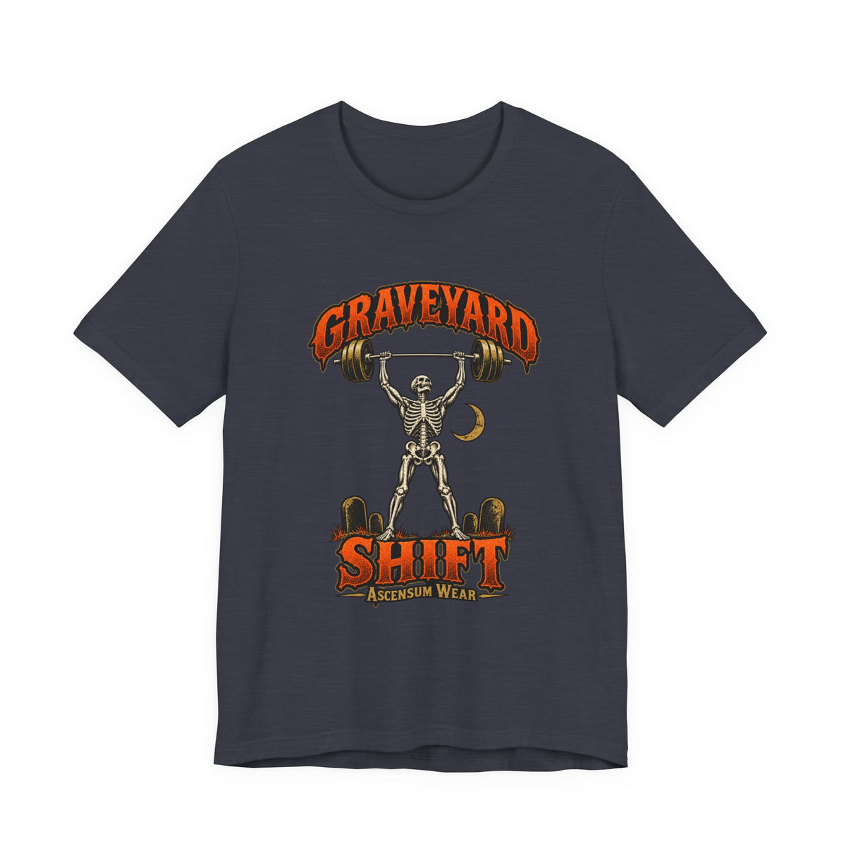 Graveyard Shift — Skeleton Weightlifter Front Print Tee | Ascensum Wear