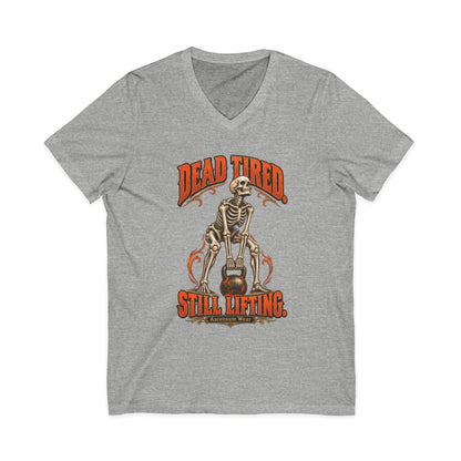 Dead Tired Still Lifting — Halloween Fitness Unisex V Neck | Ascensum Wear