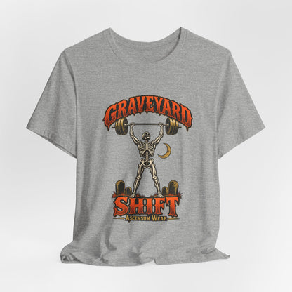 Graveyard Shift — Skeleton Weightlifter Front Print Tee | Ascensum Wear