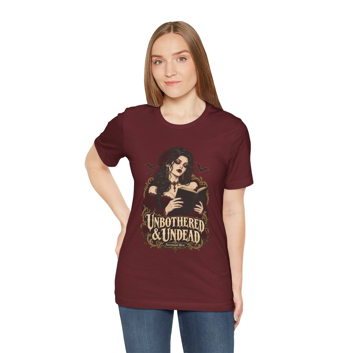 Unbothered & Undead — Women's Gothic Halloween Tee | Ascensum Wear